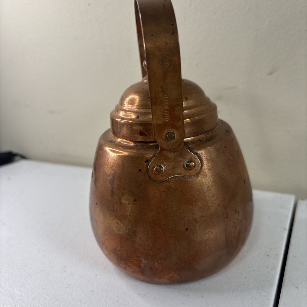 Vintage Small Copper OPA Helsinki Finland Teapot Tea Kettle With Patina - Picture 4 of 7